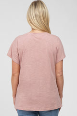 Mauve Heathered Front Pocket Maternity Top