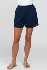 Navy Blue Ladder Trim Shorts