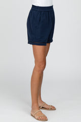 Navy Blue Ladder Trim Shorts