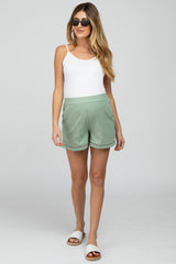 Mint Green Ladder Trim Maternity Shorts