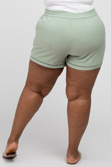 Mint Green Ladder Trim Plus Shorts