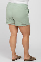 Mint Green Ladder Trim Maternity Plus Shorts