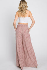 Dark Mauve Ditsy Floral Side Slit Pants