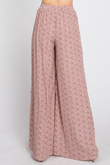 Dark Mauve Ditsy Floral Side Slit Pants