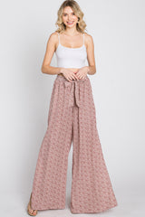 Dark Mauve Ditsy Floral Side Slit Maternity Pants