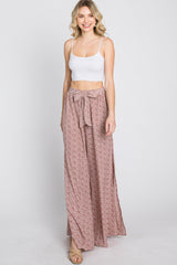 Dark Mauve Ditsy Floral Side Slit Pants