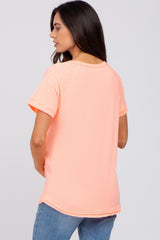 Neon Coral Maternity Pocket Tee