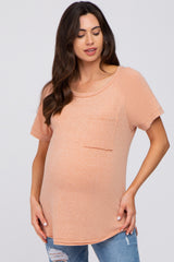 Peach Maternity Pocket Tee