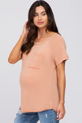 Peach Maternity Pocket Tee