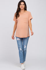 Peach Maternity Pocket Tee