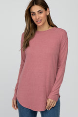 Light Pink Long Sleeve Ribbed Top