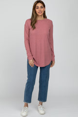 Light Pink Long Sleeve Ribbed Top