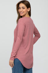 Light Pink Long Sleeve Ribbed Top