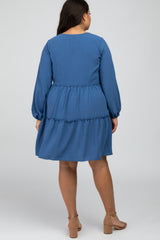 Blue Ruffle Tiered Plus Size Dress