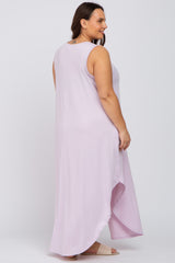 Lavender V-Neck Basic Plus Maxi Dress