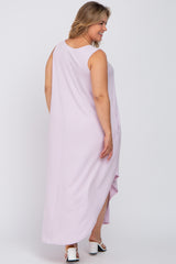 Lavender V-Neck Basic Maternity Plus Maxi Dress