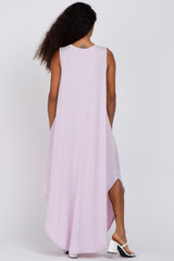 Lavender V-Neck Basic Maxi Dress