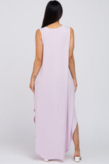 Lavender V-Neck Basic Maternity Maxi Dress