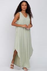 Mint V-Neck Basic Maternity Maxi Dress