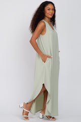 Mint V-Neck Basic Maxi Dress