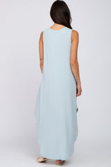 Light Blue V-Neck Basic Maxi Dress