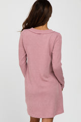 Mauve Ribbed Long Sleeve Dress