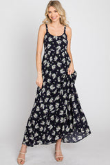 Navy Blue Floral Maxi Dress