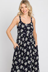 Navy Blue Floral Maxi Dress