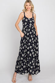 Navy Blue Floral Maxi Dress