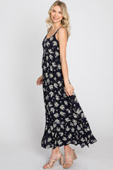 Navy Blue Floral Maxi Dress