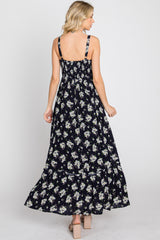 Navy Blue Floral Maxi Dress