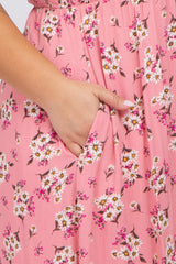 Pink Floral Plus Maxi Dress