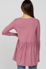 Pink Babydoll Hi-Low Long Sleeve Maternity Top