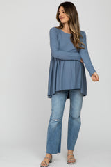 Grey Babydoll Hi-Low Long Sleeve Maternity Top