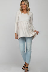 Ivory Babydoll Hi-Low Long Sleeve Maternity Top