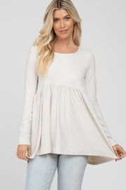 Ivory Babydoll Hi-Low Long Sleeve Top