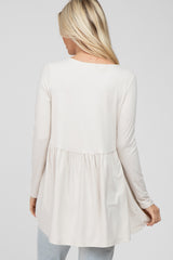 Ivory Babydoll Hi-Low Long Sleeve Top