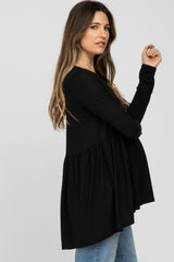 Black Babydoll Hi-Low Long Sleeve Maternity Top