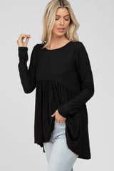 Black Babydoll Hi-Low Long Sleeve Top