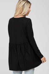 Black Babydoll Hi-Low Long Sleeve Top