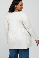 Ivory Babydoll Hi-Low Long Sleeve Maternity Plus Top