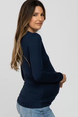 Navy Long Sleeve Basic Maternity Top