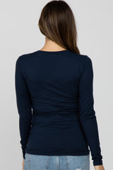 Navy Long Sleeve Basic Maternity Top