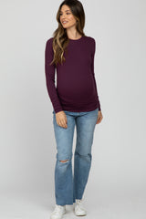 Plum Long Sleeve Basic Maternity Top