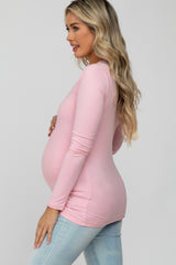 Light Pink Long Sleeve Basic Maternity Top