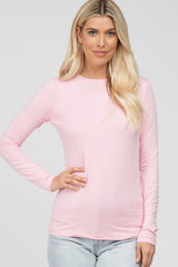 Light Pink Long Sleeve Basic Maternity Top