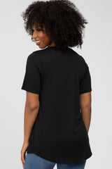 Black Crew Neck Front Pocket Short Sleeve Top