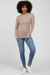 Taupe Long Sleeve Basic Top