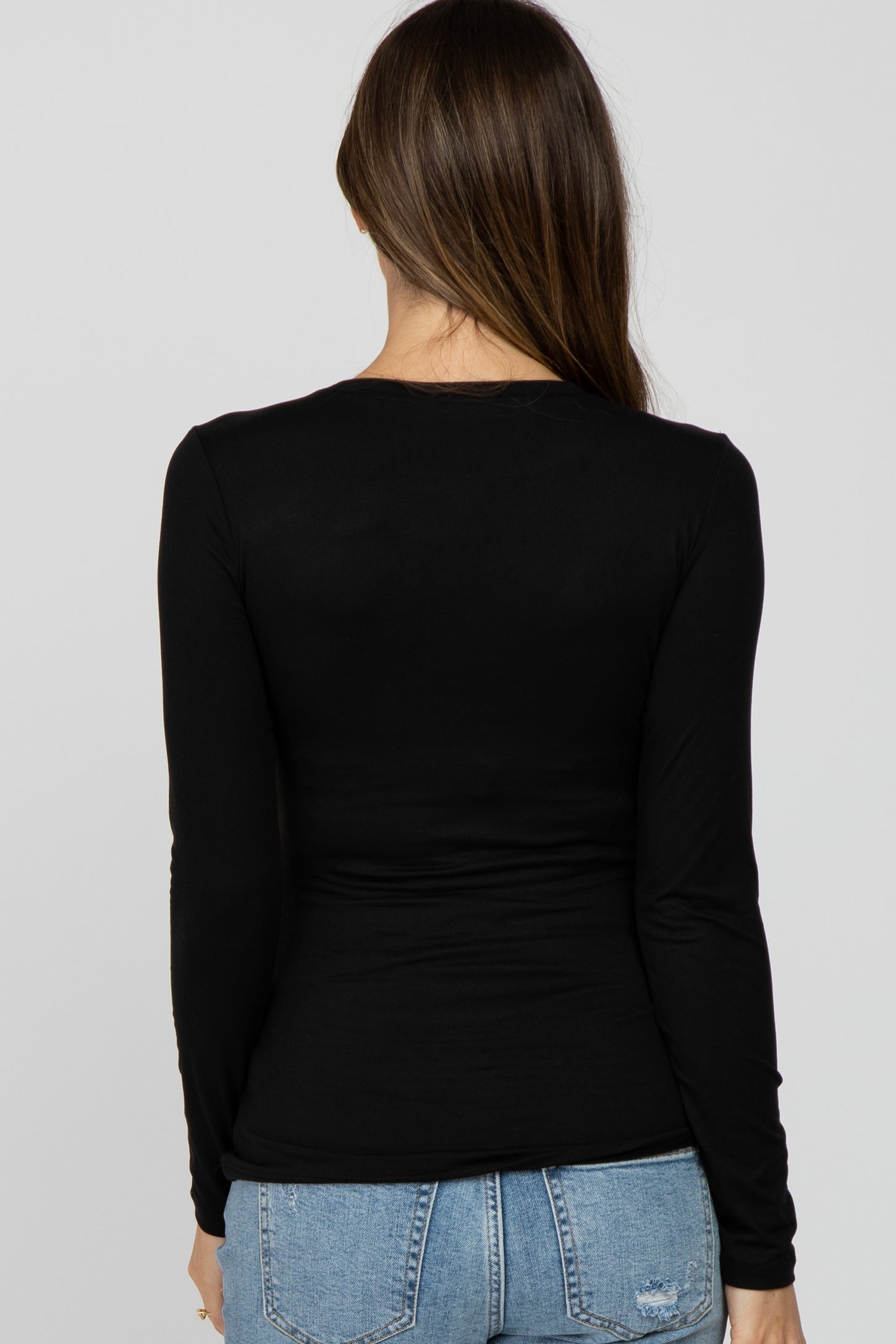 Black Long Sleeve Basic Maternity Top – PinkBlush