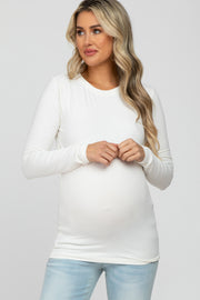 White Long Sleeve Basic Maternity Top